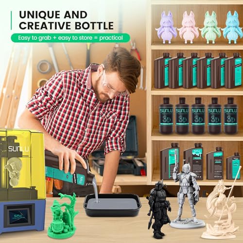 sunlu 3d printer resin 2kg fast curing standard 3d resin for lcd dlp sla resin 3d printers 395 to 405nm uv curing 3d printing liquid photopolymer resin low shrinkage high precision 2000g grey