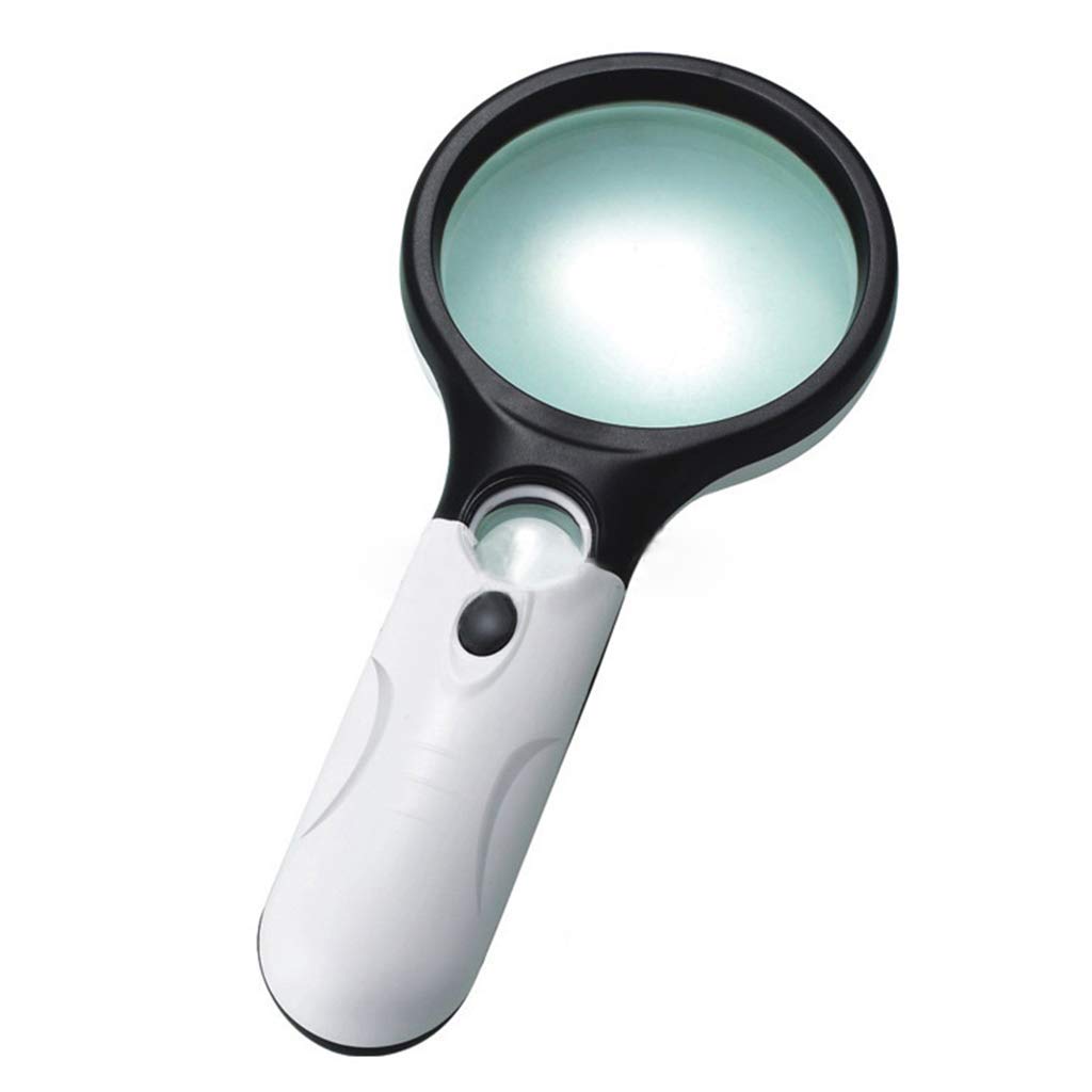 Lupa de Mano de 10X/45X con 2 Lentes de Lectura Ultra HD de luz LED para Lectura Nocturna, de Mano de 85 mm