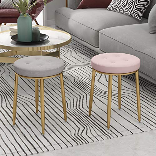 Taburete de comedor bajo acolchado suave con estructura metálica decorativa 3