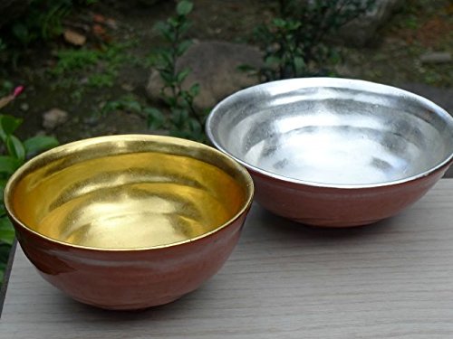 嶋台茶碗　松楽作　金色と銀色の茶碗2個セット 嶋台茶碗 松楽作 金色と銀色の茶碗2個セット