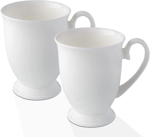 Juego de 2 tazas de café (9 onzas), juego de tazas de café de porcelana de hueso fino, taza de café estilo europeo para mujeres, regalo de