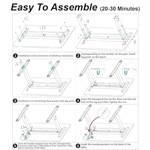 White Mulberry Alloy Steel Manual Height Adjustable Desk | Ergonomic Design | Ecofriendly Desk | Sit Stand Desk for Office, Home & Study Table|... - Image 6
