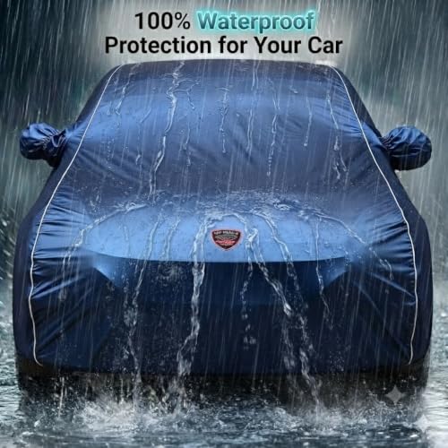 Image of Autofurnish Blue Waterproof Car Body Cover for Hyundai Grand i10 NIOS 2019 | 101% Waterproof & Dustproof | Soft Inner Cotton Lining | Anti Scratch | Triple Stitching | Buckle Belt | Car Cover