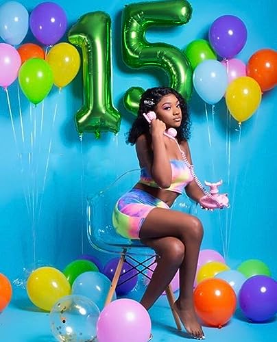 Image of 5 Balloon Numbers Birthday Decorations, 40In Green Balloons for Men Women | Eye-catching Appearance, Perfect Decorative Centerpieces, Convenient Self-sealing Structure, Widely for Various Occasions
