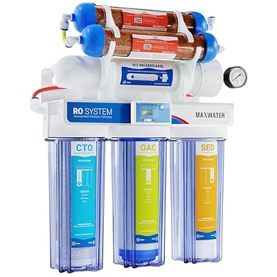Max Water 6 Stage Aquarium System/RO Water Filtration System with Deionization Filter RO Water Purifier 100 GPD Hydroponics RODI System (Clear Housing System with TDS Meter)