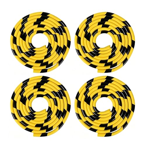 Image of Industrial Foam Safety Bumper Padding Strip, 4 Pack 16.4ft Black and Yellow Self-Adhesive Wall Guards for Parking Columns & Garage
