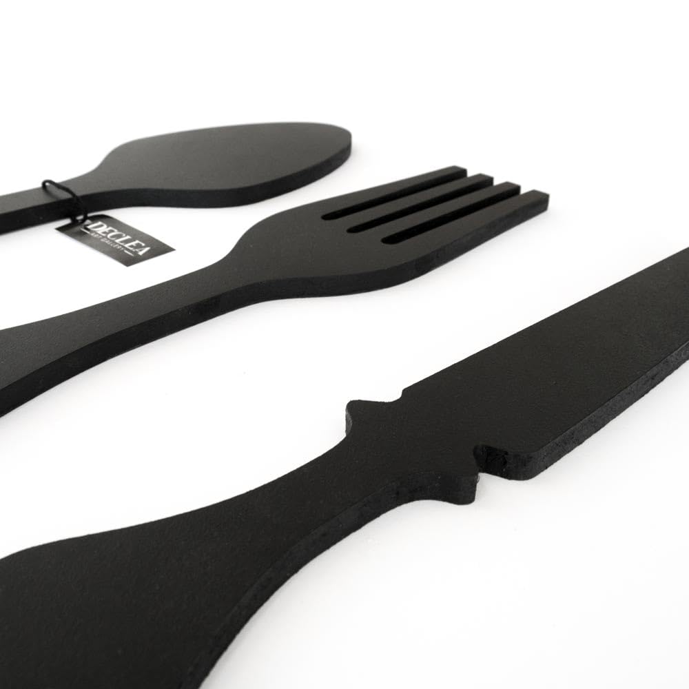 Decoración de pared de madera cubiertos tenedor cuchara cuchillo, decoración hecha a mano para las paredes de la cocina Decoración | H40 cm