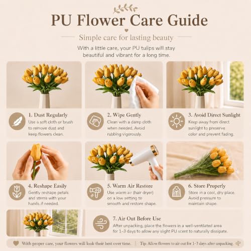 Image of Mandy's 20pcs Artificial Gold Tulips