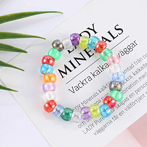 Image of 2600+pcs Pony Beads Kit Transparent AB Color Rainbow Plastic Bead Multicolor Pony Beads Bulk Elastic String, Hair Bead for Braids DIY Crafts Jewelry Making Kit for Bracelets Necklaces
