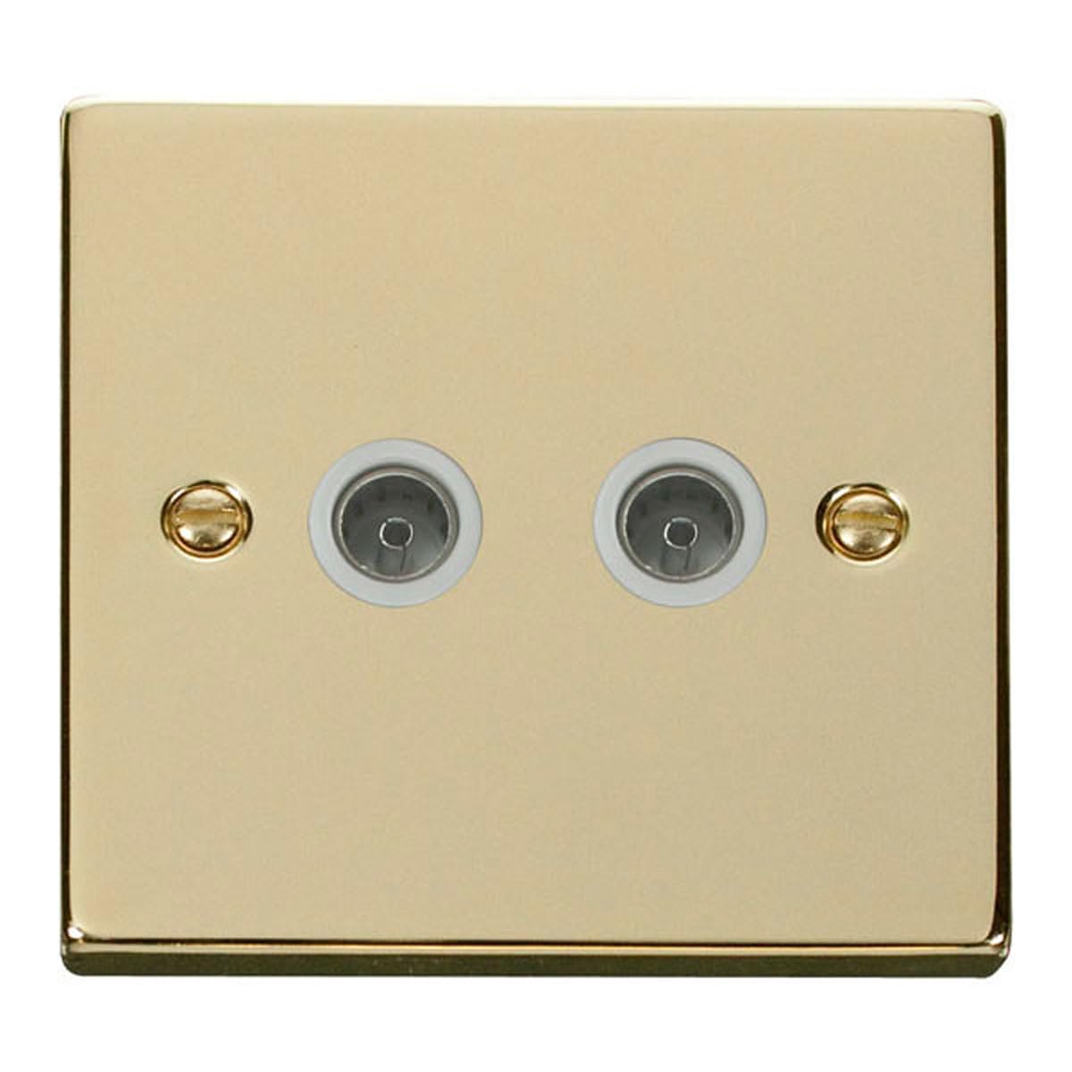 Click Polished Brass 2 Gang Twin Coaxial Tv Socket