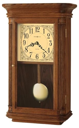 Howard Miller Millersburg Wall Clock II 549-527 – Oak Yorkshire Home Decor with Wood Pendulum, Brass Bob with Quartz, Dual-Chime Movement