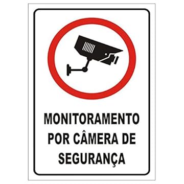Placa em Poliestireno 20X30 Cm - Monitoramento por Cameras, SINALIZE, 250BN, Branca