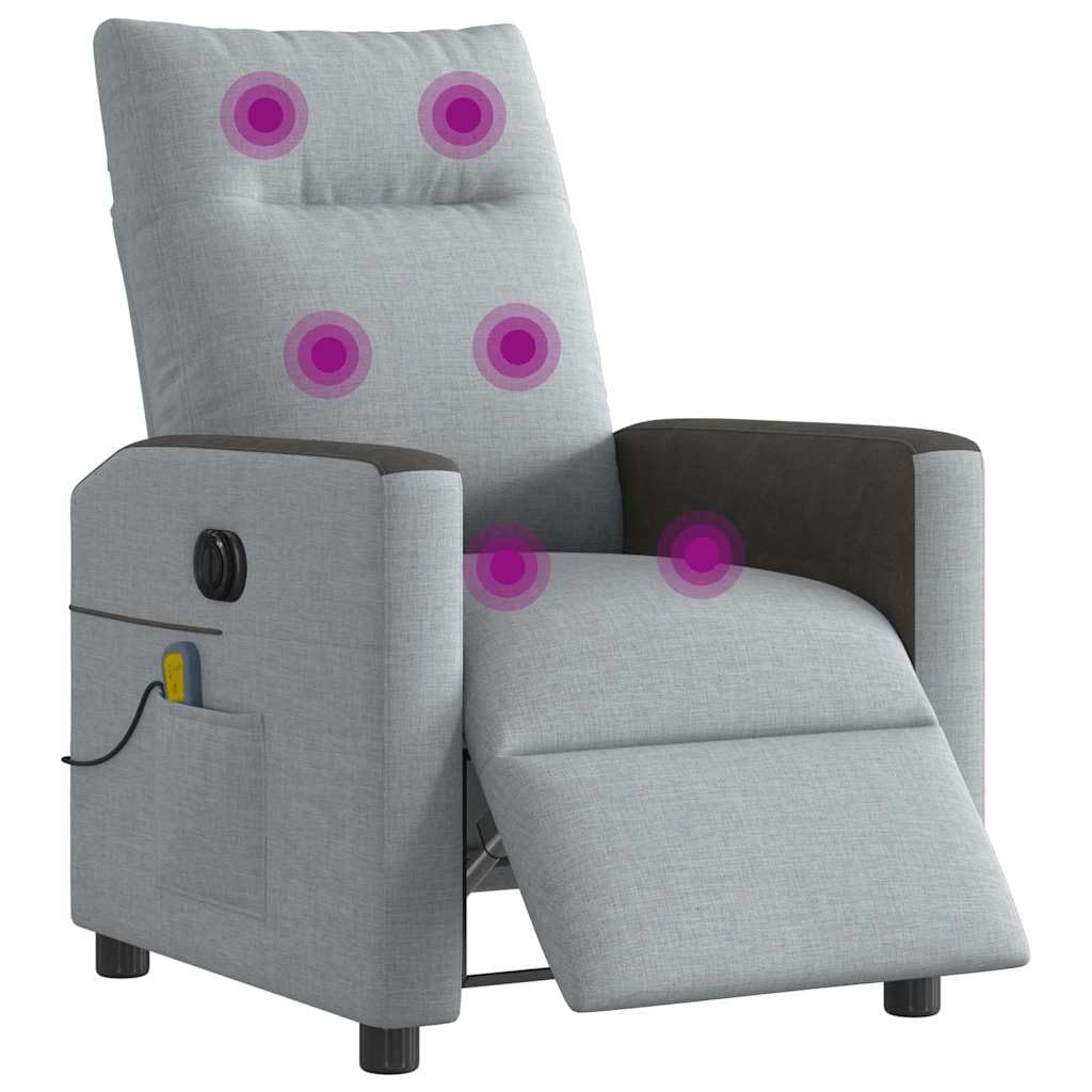 Genérico Sillón reclinable de Masaje eléctrico Tela Gris Claro,Sillas,Sillones-3324045