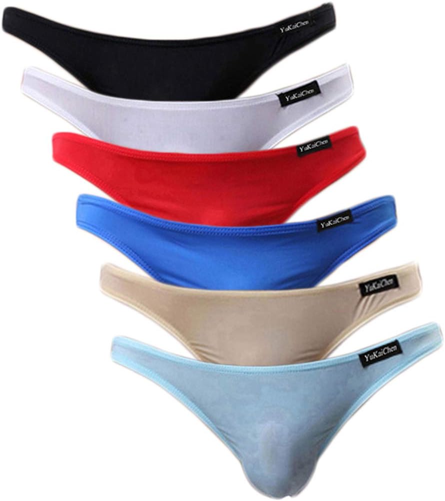 YuKaiChenMen's Briefs Low Rise Ice Silk Bikinis Seamless Underwear