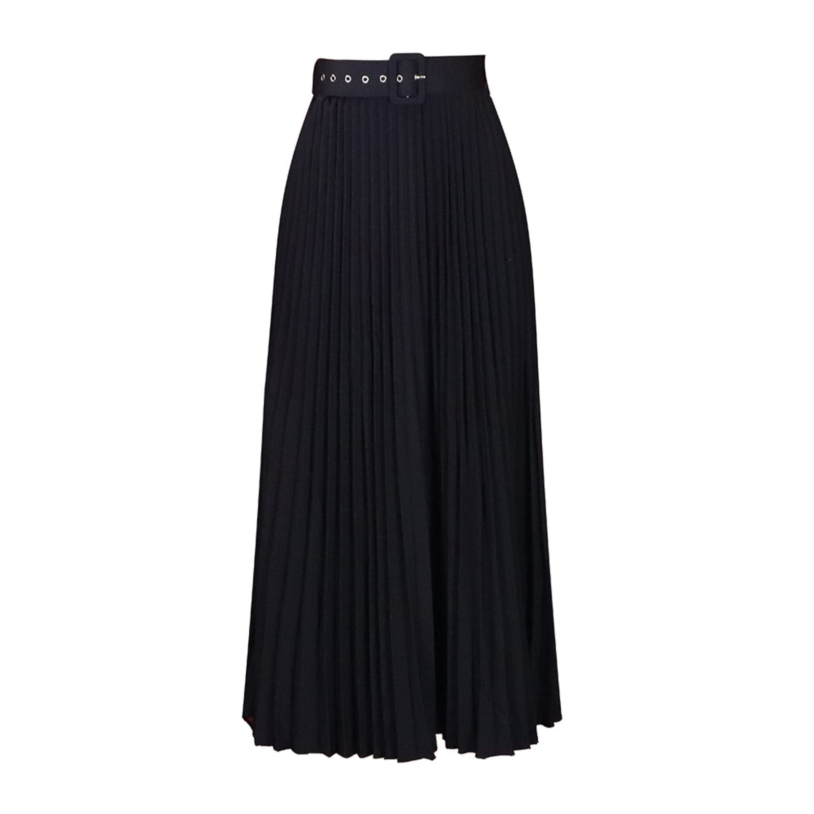 Gonna lunga plissettata da donna con cintura, gonna svasata casual da sera elastica da donna
