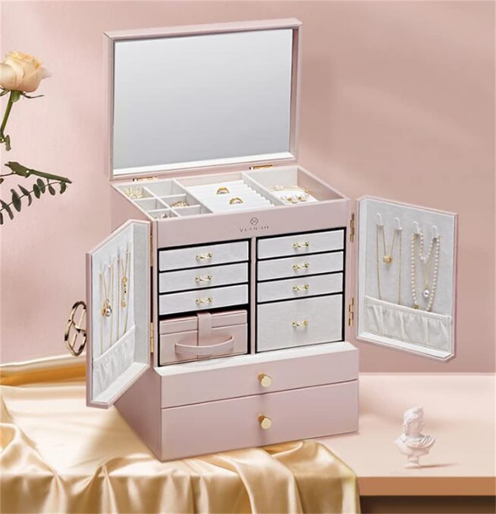 Scatola portagioie Classica retrò in Pelle da Donna, Contenitore Europeo per Regalo da Donna