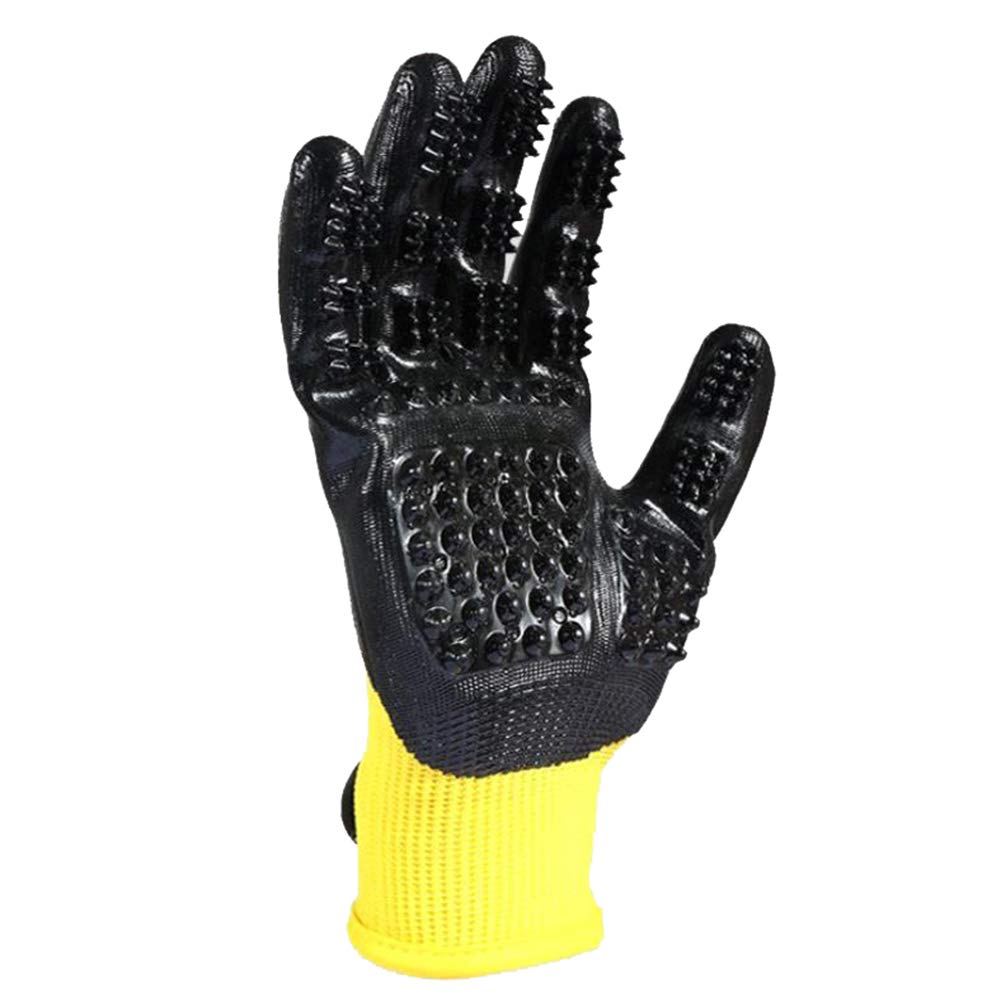 Gants pour animaux de compagnie chat et chien massage bain jaune