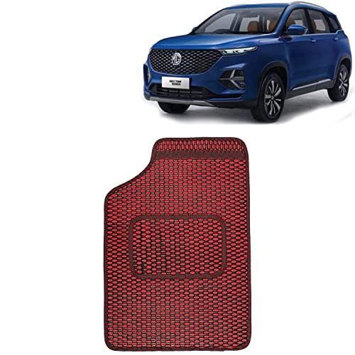 Image of Kingsway Dotted Design Car Floor Foot Mats Universal Fit for Morris Garages (MG) Hector Plus, Model Year : 2020 Onwards, Water and Dustproof, Color Red, Set of 5 Pieces