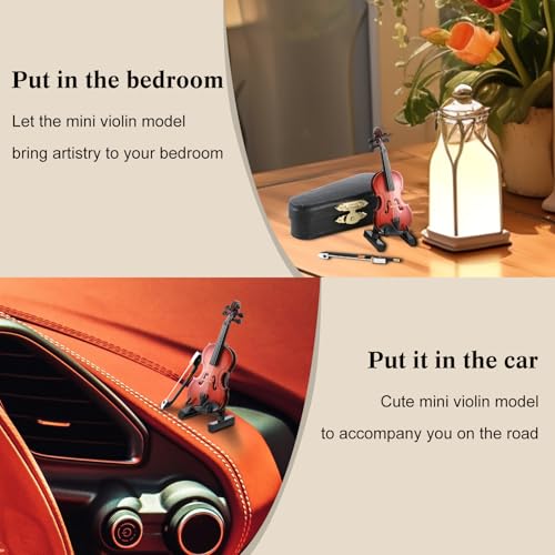 EASTROCK Mini Violin Model 3.15inches, Mini Musical Instrument Model Music Lover Gift - Thumbnail 5