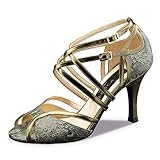 Ancho: normal. Nueva Epoca Penelope - Zapatos de baile para mujer (piel, 8 cm), color verde oliva y cobre, Mujer, Penelope, Cobre olivo., 36 EU