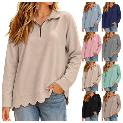 Sweatshirts for Women Loose Fit Scalloped Edge Casual Pullover Tops 2026 - image 1