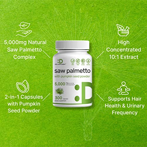 image for DEAL SUPPLEMENT Saw Palmetto Supplement 5000 mg with Pumpkin Seed, 300