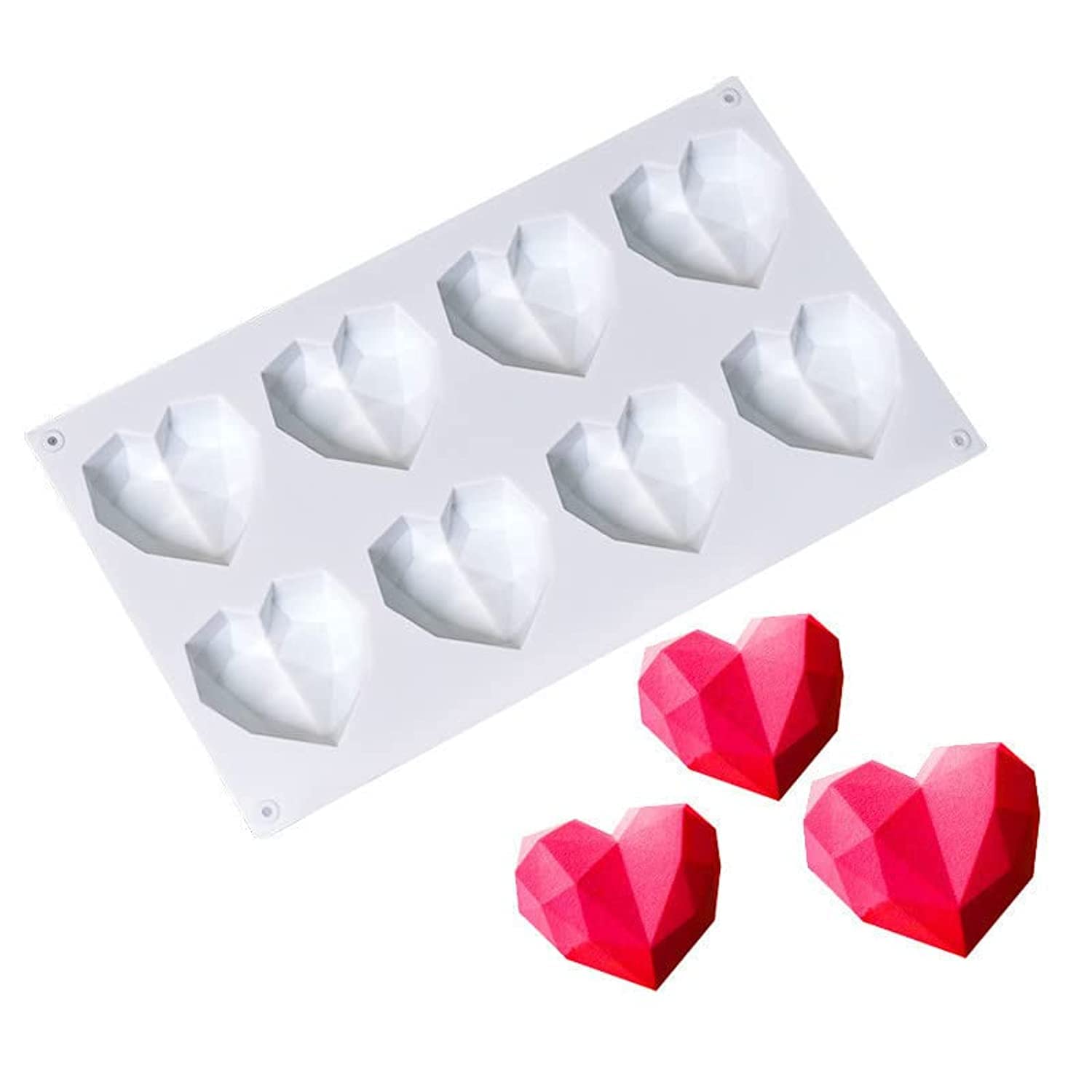 SKEIDO 8 Grids Silicone Mousse Cake Mold Diamond Heart Shape Silicone Mold Dessert Jelly Pudding Diy Cake Mould Pastry Cake Tool