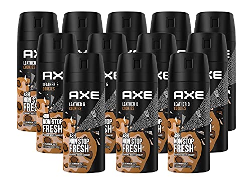 AXE Body Spray Leather & Cookies en set de 12 unidades, desodorante en espray para hombre y hombre, 12 x 150 ml, desodorante sin aluminio (12 productos)