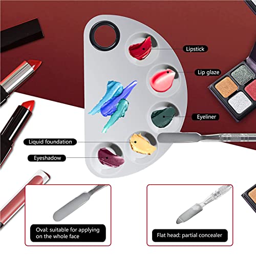 Image of Professional Stainless Steel with 5 Mixing Well Cosmetic Makeup, Nail Art, Foundation, Lipstick Blending Palette Tool with Spatula, Silver