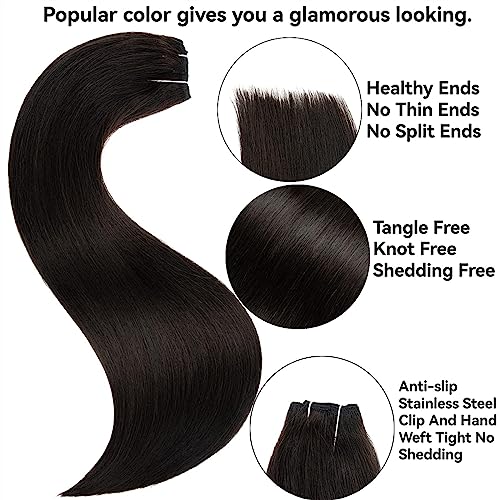Extensiones de cabello humano sin enredos de una pieza con 5 clips 4