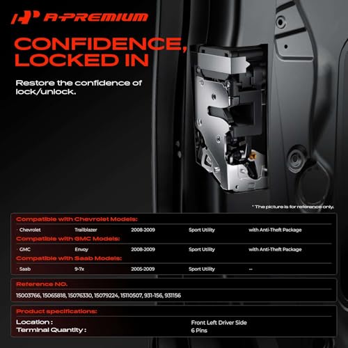 Image of A-Premium Front Left Driver Side Door Lock Actuator Compatible with Chevrolet Chevy Trailblazer 2008-2009 & GMC Envoy 2008-2009 & Saab 9-7x 2005-2009, Sport Utility