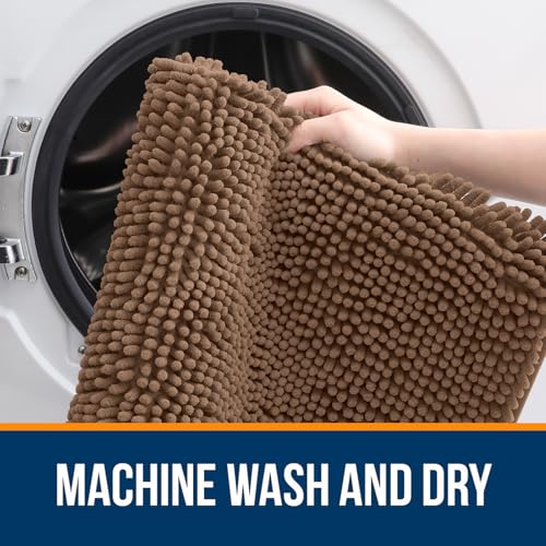 Image of OLANLY Bathroom Runner Rugs 59x24, Extra Soft Absorbent Chenille Bath Rugs, Rubber Backing Quick Dry, Machine Washable Long Bath Mats for Bathroom Floor, Tub and Shower, Home Decor Accessories, Mocha