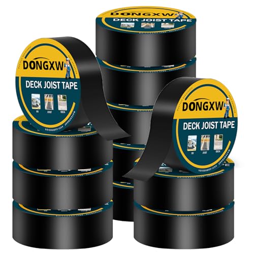Image of Dongxw 12 Packs Deck Joist Tape, 2 inch x 50' Waterproof Butyl Joist Tape for Decking 2inch, Flashing Tape Self-Adhesive Joist Tapes for Decks Beams Extend Wood Deck Life