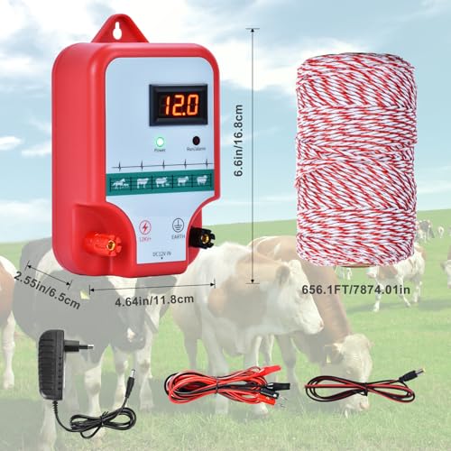 Elektrischer Schäferhund, 15 km, elektrischer Zaun, sicherer Hochspannungs-Pulsregler, Tierfarm, elektrischer Zaun, Schäferhund (Rot)