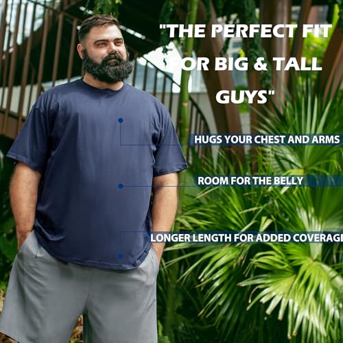 Men’s Big and Tall Shirts 100% Cotton Casual Tee Ultra Soft Breathable Short Sleeve T-Shirts Classic Basic Tops XL-6XL3