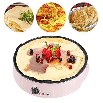 Elektrischer Crêpe-Maker, Antihaft-Pfannkuchen-Kochwerkzeug, Verstellbare Grillplatte, Maschine für Tortillas, Blintzes, Eier,