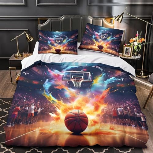 Housse de couette basket-ball 260x240抗皱免烫微纤维三件套带枕套
