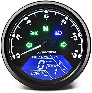 Motorcycle Speedometer Tachometer Odometer MPH KM/H, Digital Gauge