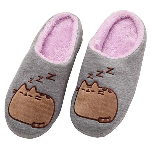 Pusheen zzz Slide on Slippers - Grey & Purple (Medium)