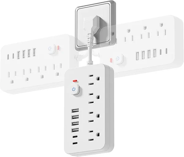 Surge Protector Power Strip - Chiefway Short Extension Cord with 4 AC Outlets, 6 USB Ports (2 USB C) & Overload Protection, Short Cord Outlet Extender Compact and Portable for Office Home Travel