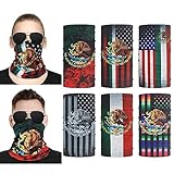 6Pcs Mexican Headwear Bandana Head Wrap Face Scarf Mask Neck Warmer Balaclava for For Outdoor (Mexico Flag)