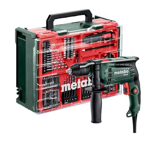 metabo Schlagbohrmaschine SBE 650 Set - 650 W, 10 Nm, inkl. 78-tlg. Zubehör im Koffer - Bohrmaschine für Beton, Holz, Stahl & Mauerwerk - Schnellspannbohrfutter, Rechts-/Linkslauf, Vario-Elektronik metabo Schlagbohrmaschine SBE 650 Set - 650 W, 10 Nm, inkl. 78-tlg. Zubehör im Koffer - Bohrmaschine für Beton, Holz, Stahl & Mauerwerk - Schnellspannbohrfutter, Rechts-/Linkslauf, Vario-Elektronik