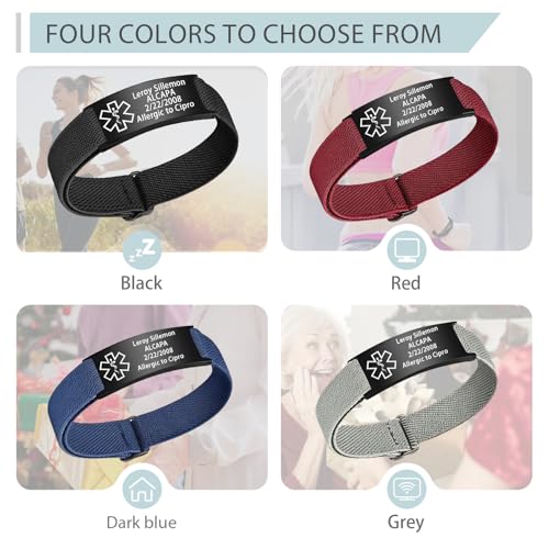 Personalized Medical Alert Bracelet, Custom medical Emergency Bracelet with Name Text, Customized Medical Id Bracelets Gift for Men Women Dad Father Day4