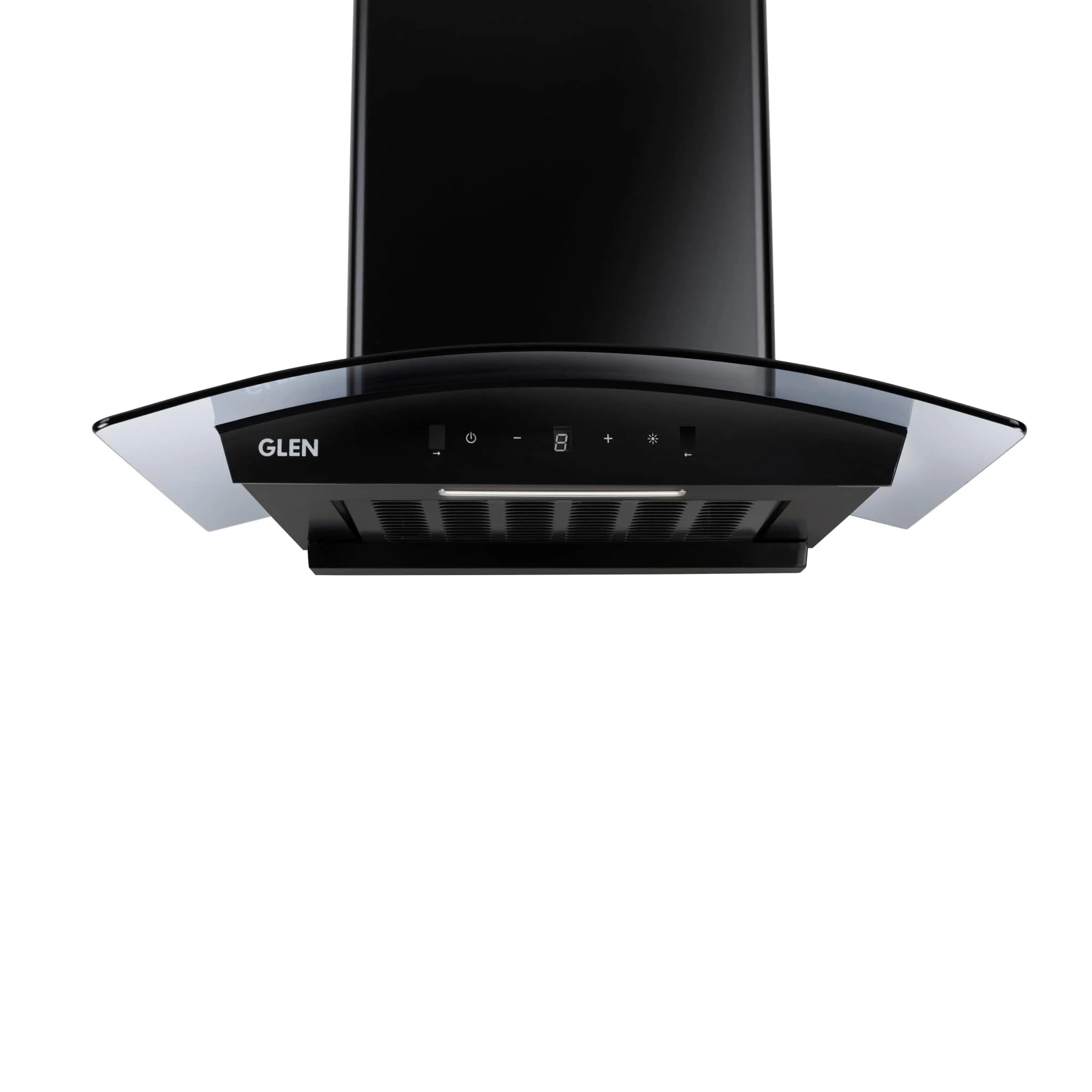 Glen Chimney Auto Clean Curved Glass Filter-less Kitchen Chimney for home 76cm Motion Sensor control with Digital Display 1500 m3/h (6059 DI BL AC)-image-19