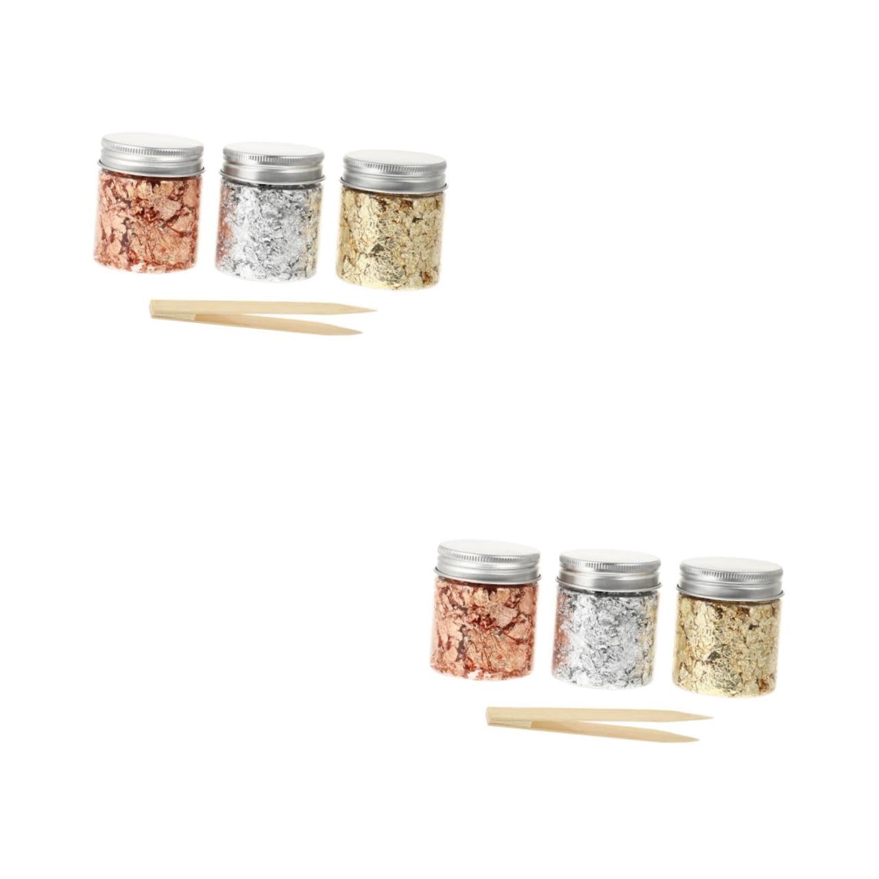 2 Juegos Papeles de Foil para Decoración de Uñas Accesorios de Manicura con Pinzas de Bambú para Diy y Salones de Manicura