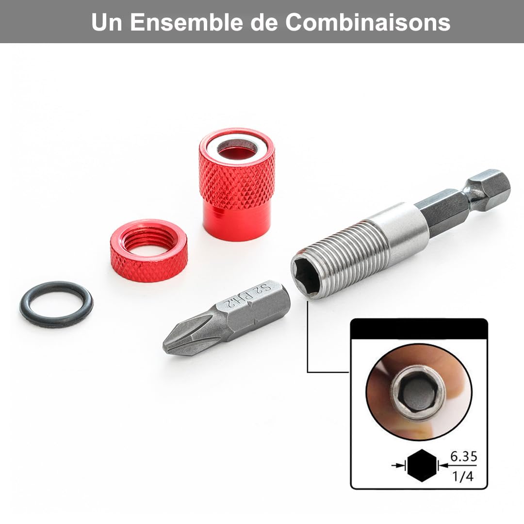 Magnetischer Bithalter Mit Tiefenverstellung – Inkl. 3x PH2 Bits, Für Trockenbau & Holzarbeiten