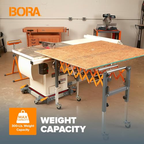 Image of BORA Adjustable Conveyor Roller Stand for Table Saw Outfeed Extension