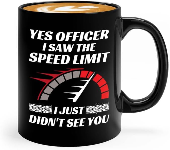 Taza de café Racer de 11 onzas, color negro, I Saw The Speed, Fuel Speed Racer Car Guys Circuit Automotive Racing Boy Gifts para él, papá, hombres,