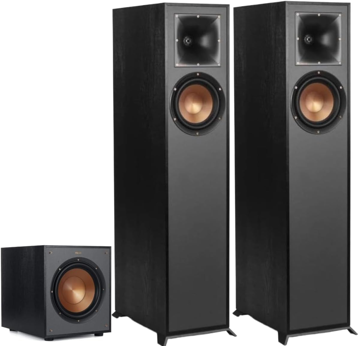 Klipsch Reference R-610F Floorstanding Speakers (Pair) + R-100SW 10″ Powered Subwoofer – Home Theater Tower Speaker & Deep Bass Subwoofer Bundle