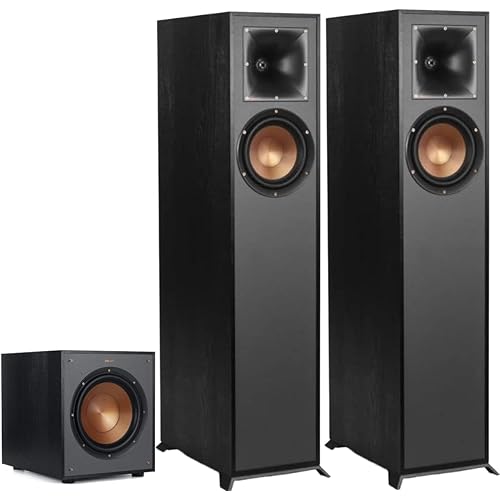 Klipsch Reference R-610F Floorstanding Speakers (Pair) + R-100SW 10″ Powered Subwoofer – Home Theater Tower Speaker & Deep Bass Subwoofer Bundle